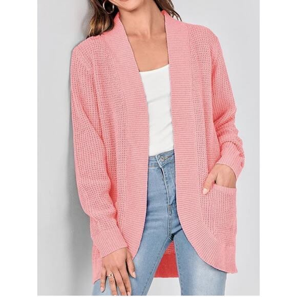 Cardigan Sweater Open Front Long Sleeve Loose Lightweight with Pockets LARGE - Picture 5 of 7